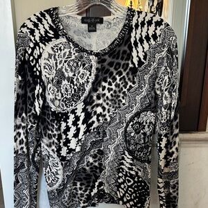 August Silk Women's Monochrome Patterned Button Down Shirt